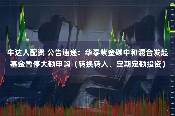 牛达人配资 公告速递：华泰紫金碳中和混合发起基金暂停大额申购（转换转入、定期定额投资）
